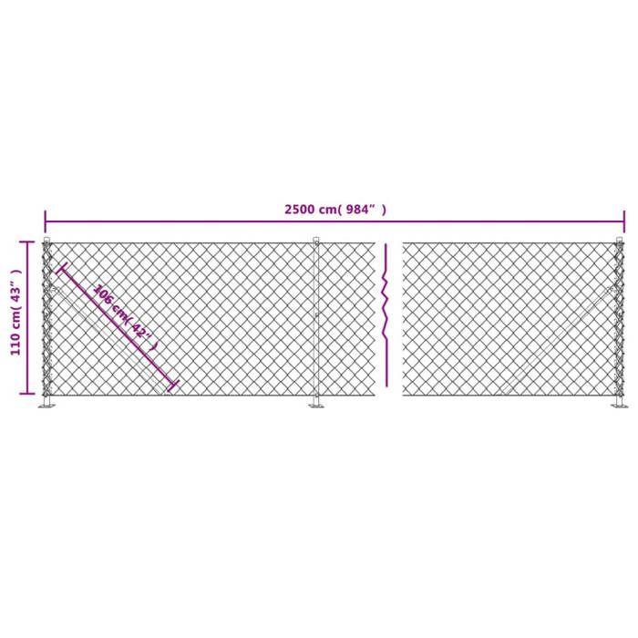 VidaXL Clôture à Mailles Losangées avec Bride, Panneau de Clôture Décoratif, Clôture en Mailles, Barrière de Protection 153946