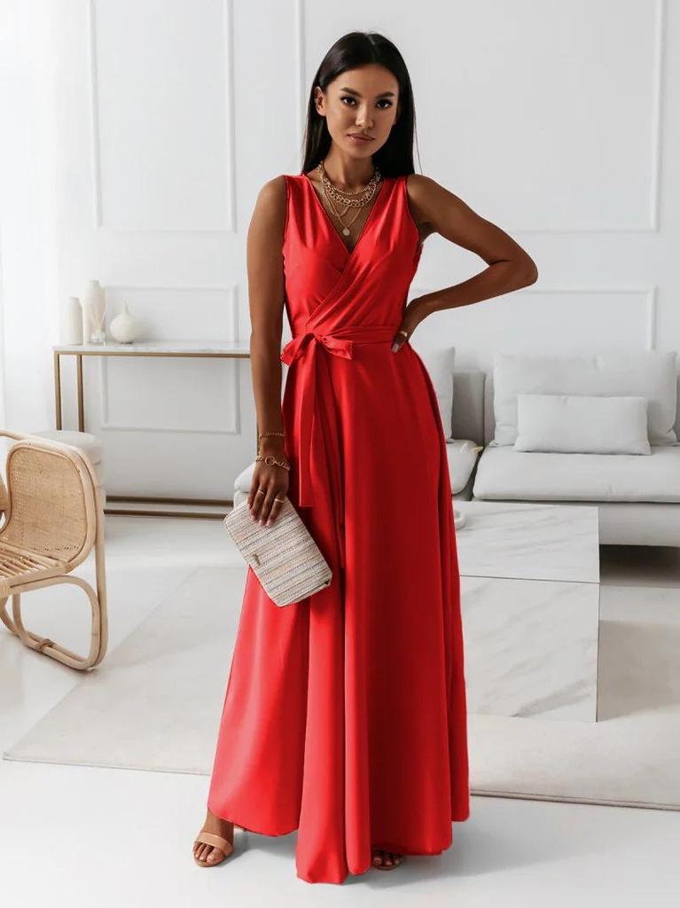 Elegantes Damen-Abendkleid mit Schnürung und V-Ausschnitt im europäischen und amerikanischen Stil
