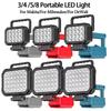 3/4/5/8 Inch LED Work Lights Portable Flashlight For Makita For DeWalt For Milwaukee 18V Lithium Battery With Hook and Handle