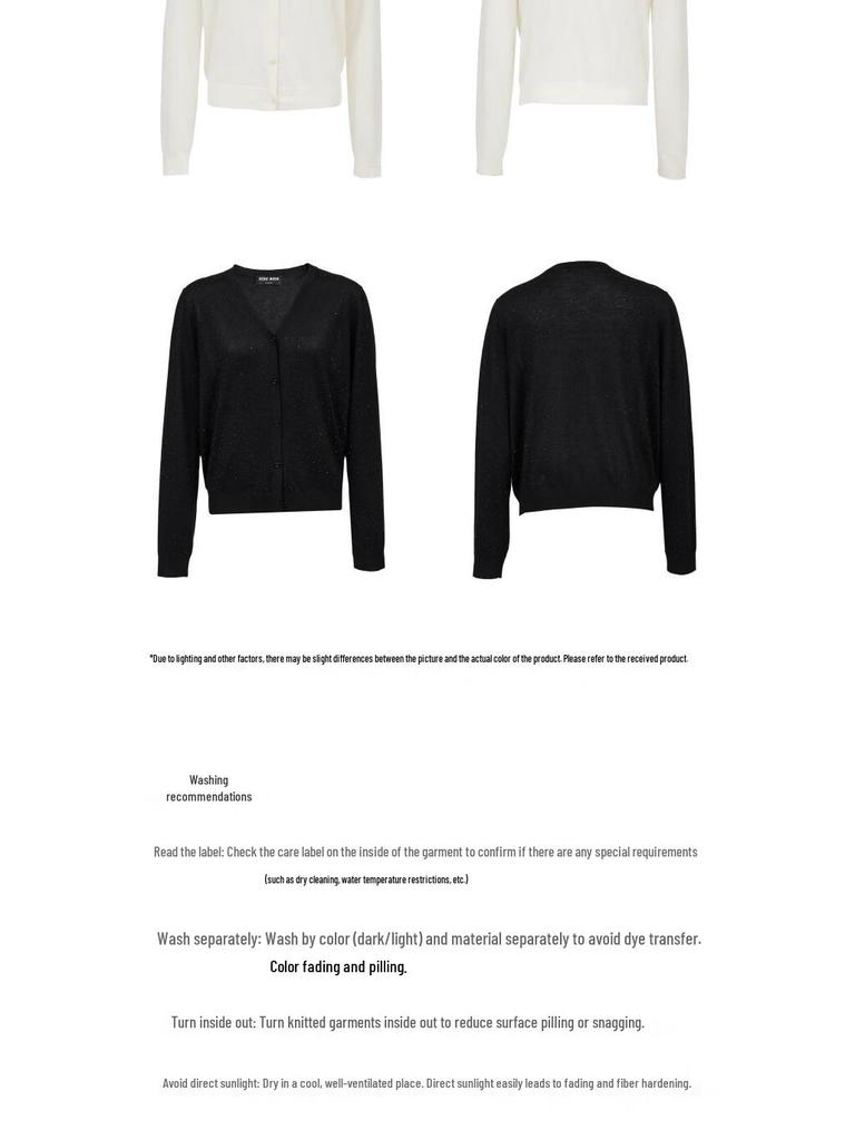 VEROMODA V-Neck Wool Blend Rhinestone Cardigan