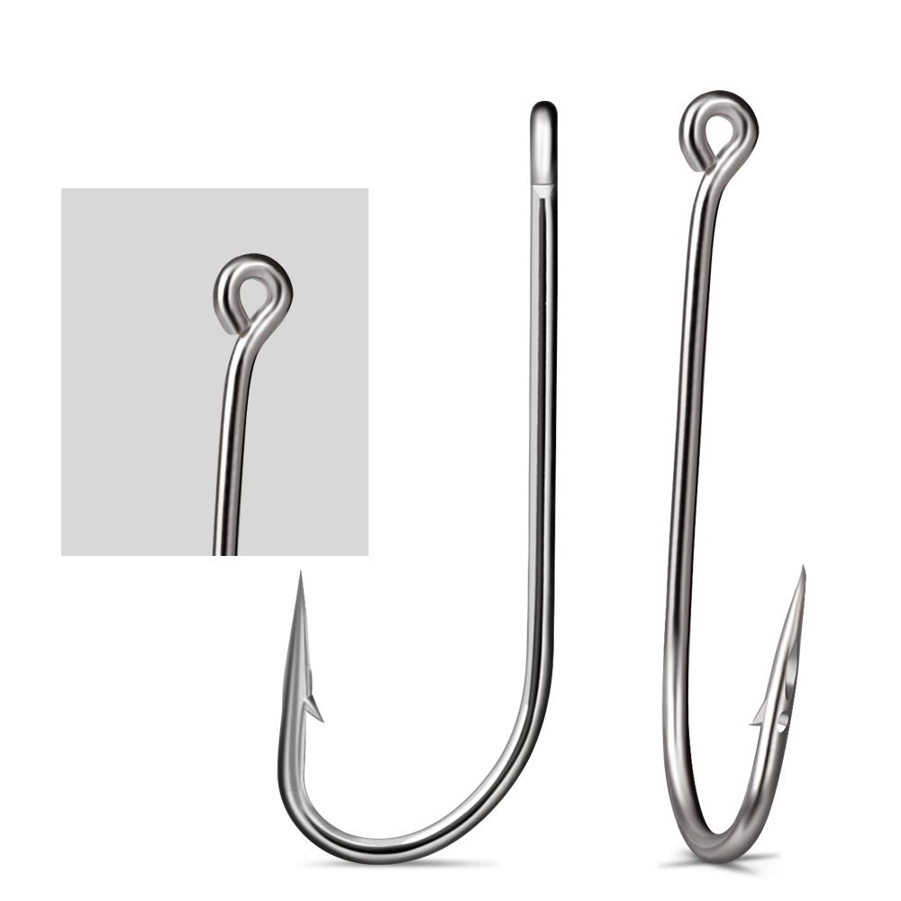 FTK High Carbon Steel Fishing Hooks 30-100Pcs Fishing Hooks Strong Sharp Needle Point Barbs Ringed Eye Fishing Octopus Hooks