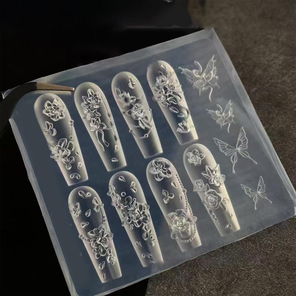 Silicone 3D Nail Embellishment Molds Rose Shape Small Accessories Crafting Molds Present for Beauty Enthusiasts