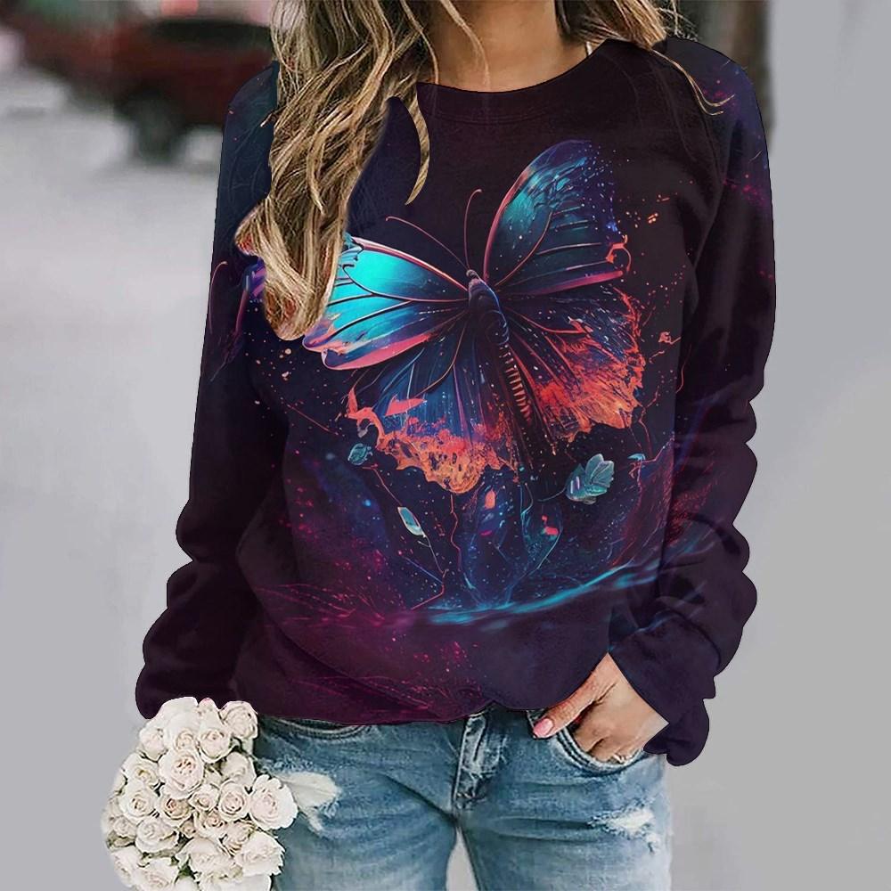 

Базовая оплата, женские джемперы с животным принтом бабочки, свитер, осенние теплые свободные и удобные пуловеры с длинными рукавами, женский топ