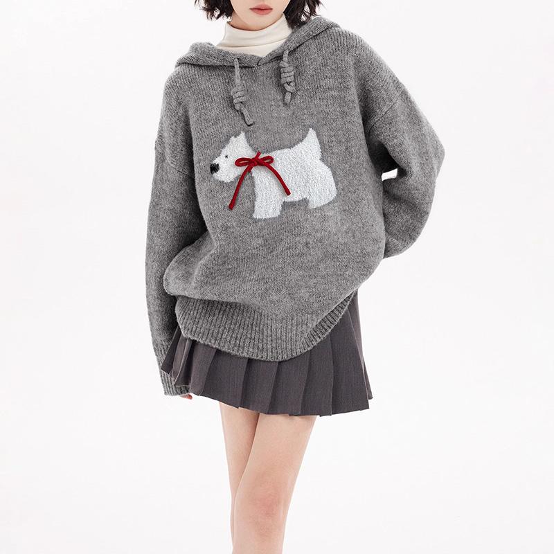 Sweater for Women Autumn Winter Thickened Pullover Warm Knitted Hooded Long Sleeve Jumper Oversize Sweater Tops