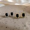 High Quality Light Luxury Inlaid Black Square Zircon Earrings for Women French Vintage Elegance Party Weddings Jewelry Accessori