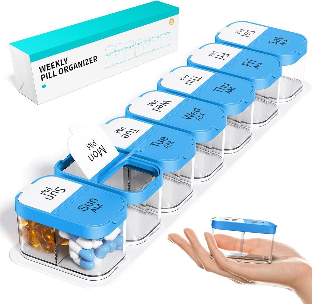 Portable Weekly Pill Organizer - Seven Day Medicine Dispenser Box