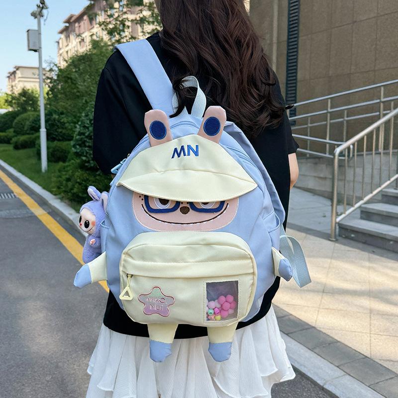 School Bag Cute Cartoon Rabub 2025 New Girl Cute Contrasting Color Large Capacity Shoulder Bag Lightweight Student Backpack