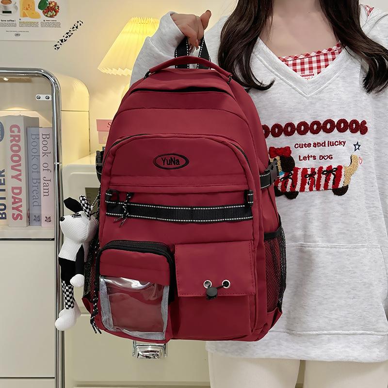 Schoolbag1011 Korean Harajuku Large Capacity Versatile Backpack Vintage Campus Middle and High School Student Tooling Style School Bag Lightweight