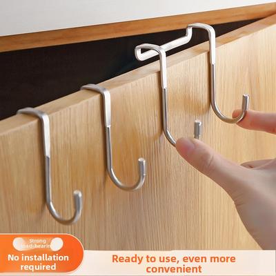 Stainless Steel Double S-shaped Hook, No Need for Drilling, Door Rear Coat Hook, Kitchen and Bathroom Multi-functional Cabinet S-shaped Hook