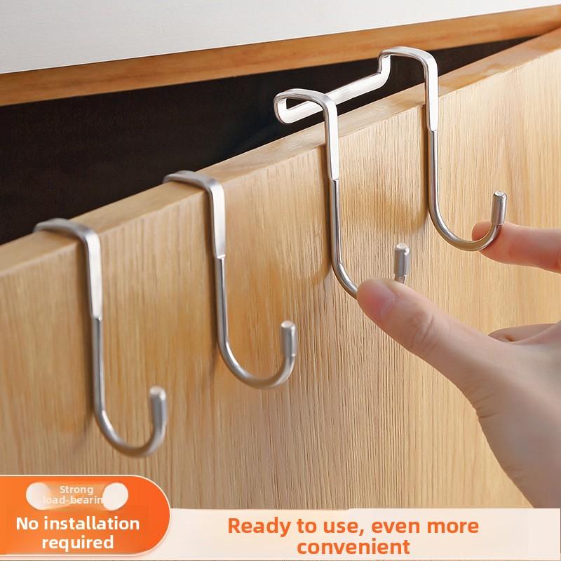 Doppelter S-förmiger Haken aus Edelstahl, Kein Bohren erforderlich, Kleiderhaken für Türrückseite, Multifunktionaler S-förmiger Haken für Küchen- und Badezimmerschränke