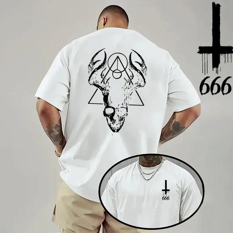 Hot 2026 Unisexs Tshirt Spring Summer Daily Casual Fashion Short Sleeve 8 Styles Satan Inverted Cross Prints Patterns Oversize