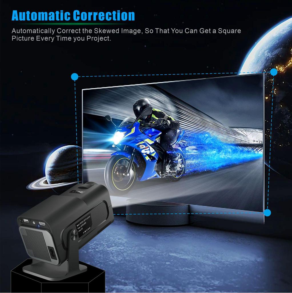 1080p HD Portable Smart Projector with Android and Wireless Screen Mirroring HY320