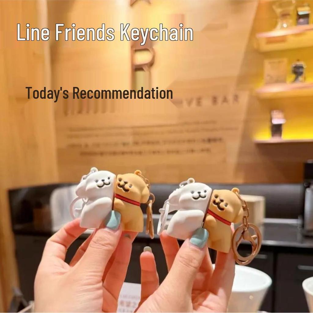 Line Art Dog Couple Magnetic Keychain & Stickers – Cute Cartoon Backpack Pendant