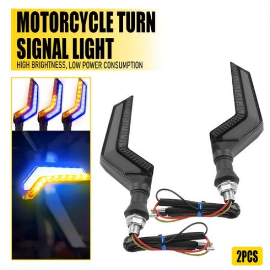 4X Black LED Motorcycle Turn Signals Running Light Amber+Blue Universal Blinker 2pcs