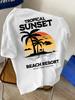 Tropical Sunset Palm Beach Resort Graphic Tshirt Vintage Y2k Unisex Surf Summer Coastal Soft Cotton Short Sleeve Casual Tops