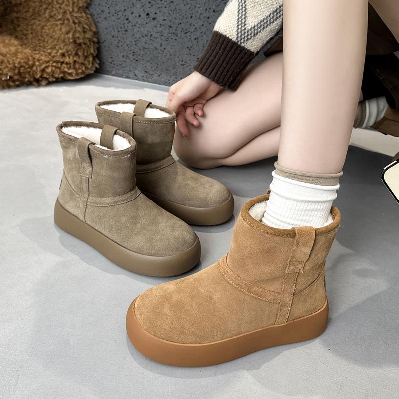 Women's Snow Boots Winter Fleece-lined Warmth Women Boots Large Size Round Toe Comfortable Female Short Boots