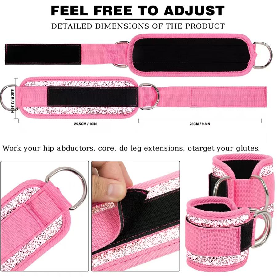 Fitness Puller Fitness Fluorescence Sports Straps Adjustable D-Ring Support Cuffs Ankle Pulley With Buckle Guard Leg Strength Safety Abductors