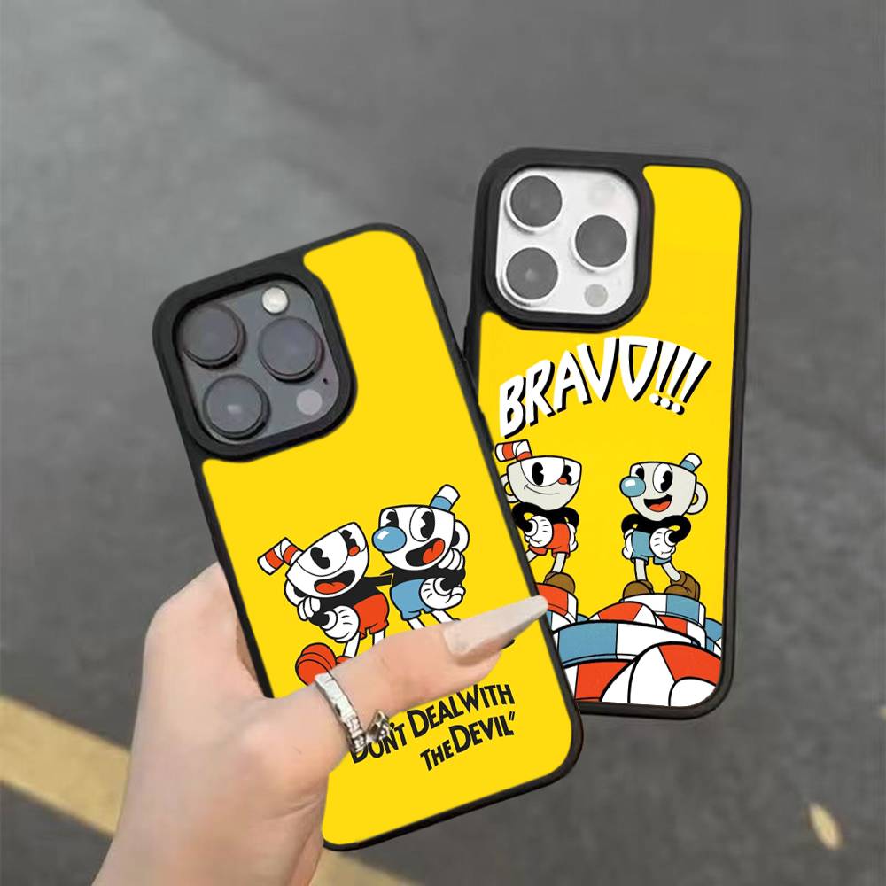 Cute Cuphead Phone Case For IPhone 17 16 Pro Max 11 12 13 14 15 Hard PC+TPU Bracket Back Cover