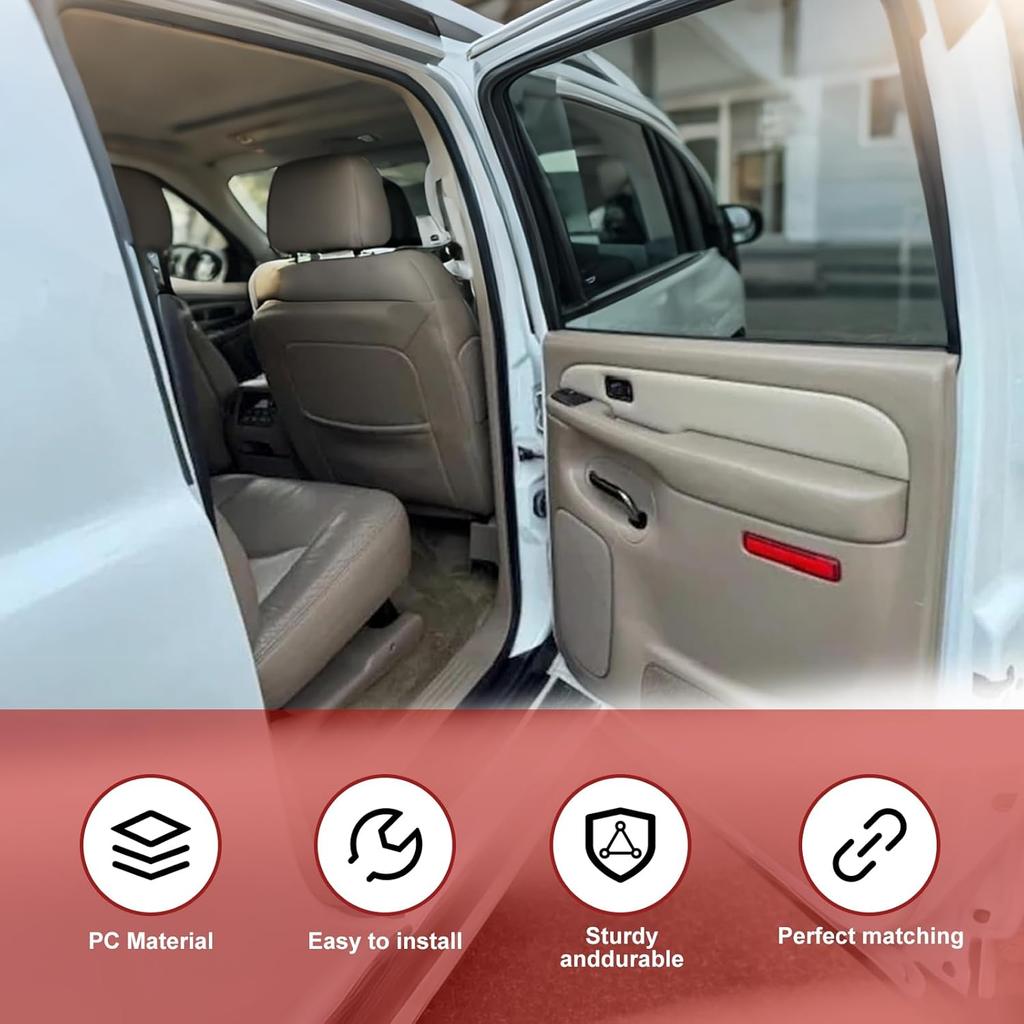 2PCS Car Door Red Reflector Panel, Compatible with Chevrolet GMC Yukon 2003-2007, Rear Left Driver and Right Passenger Side Door Interior Reflector,
