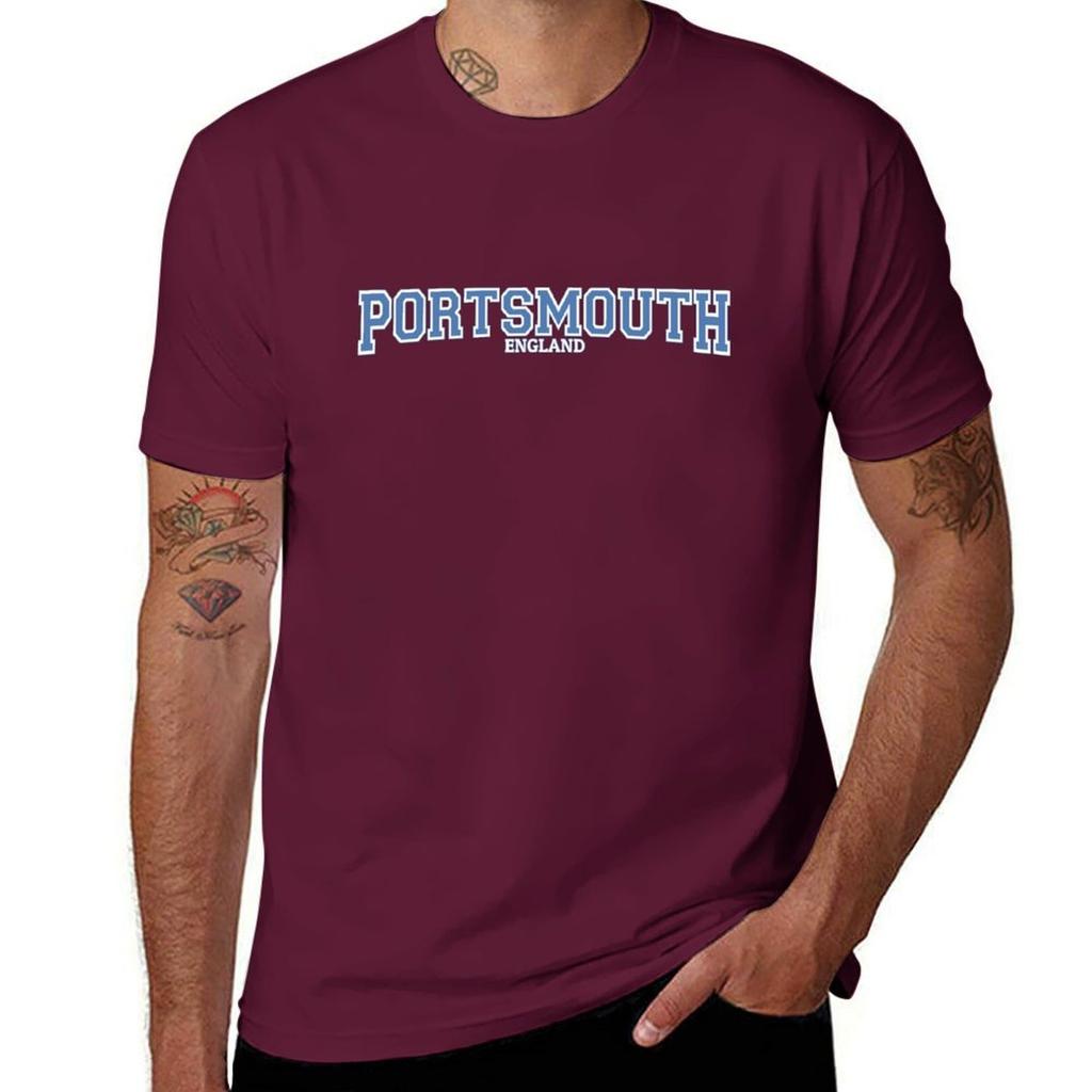 Portsmouth England Tshirt Tees Short Sleeve Tee Vintage Clothes Aesthetic Clothing Tshirts for Men Cotton
