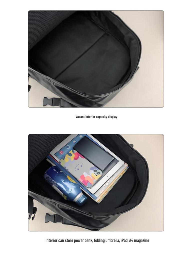 Men's High-Capacity Retro PU Leather Casual Backpack for High School and College Students