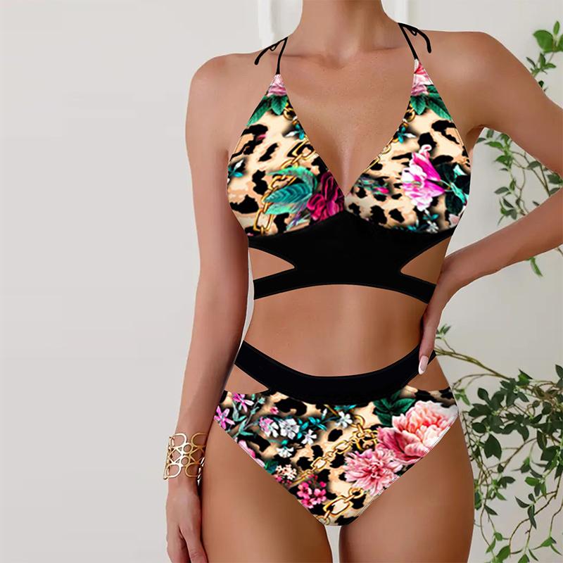 

Женские купальники, бикини, комплект из 2 предметов, купальник с открытой спиной и лямкой на шее, пляжная одежда, купальные костюмы с синими полосками и принтом, купальник с подвесным вырезом 5XL ярко-розовый