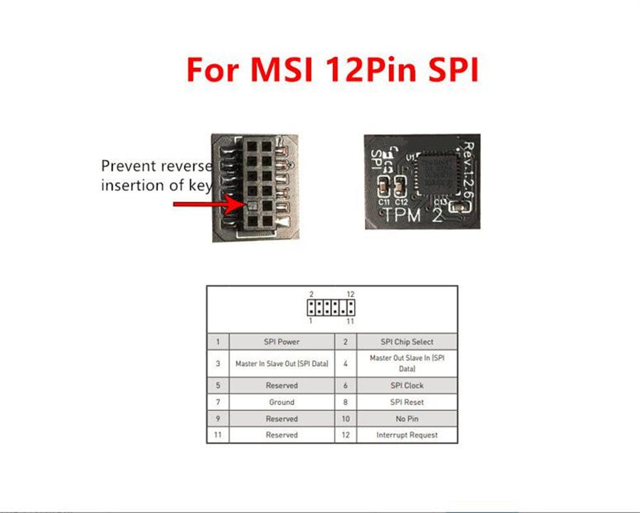 TPM 2.0 Security module Trusted Platform Module for MSI 12PIN SPI MS-4462
