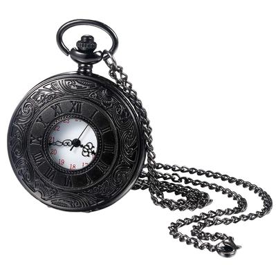 Relógio de bolso JEWELRYWE com algarismos romanos, analógico, à prova d'água, retrô, antigo, estiloso, com pingente, colar, relógio preto, cerimônia de maioridade