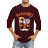 Men's Fashion Casual Seven-Point Sleeve Print Round Neck Top