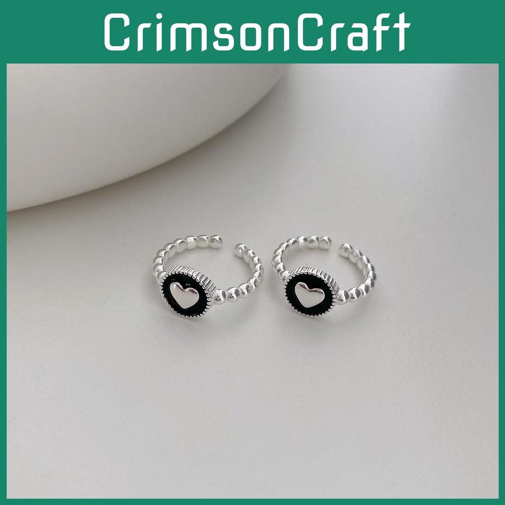 Stylish Korean Heart-shaped Adjustable Open Ring For Women Crafted From 925 Sterling Silver