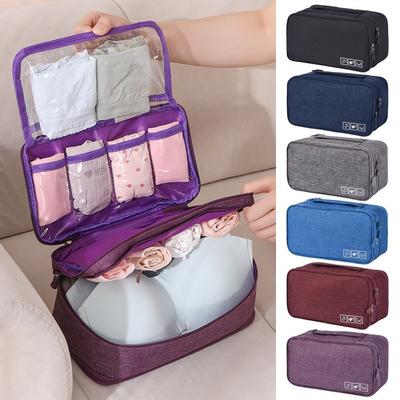 Multi-Compartment Bra Organizer Bag Zipper Closure Cosmetic Wash Package Bag Daily Use