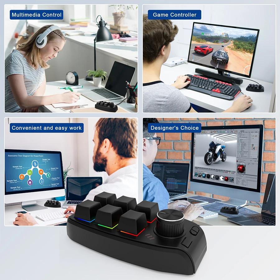 Bluetooth Programming Macro Custom Keyboard RGB 6 Key 1 Knob Copy Paste Photoshop Gaming Mini Keypad Mechanical Hotswap Macropad
