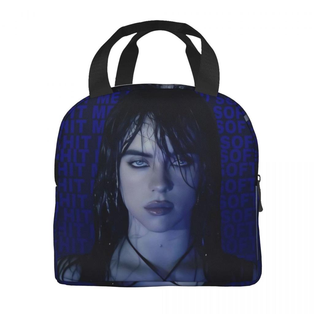 B-Billie-Girl E-eilish American Singer Insulated Lunch Bag Food Container Portable Thermal Cooler Lunch Boxes For School Office