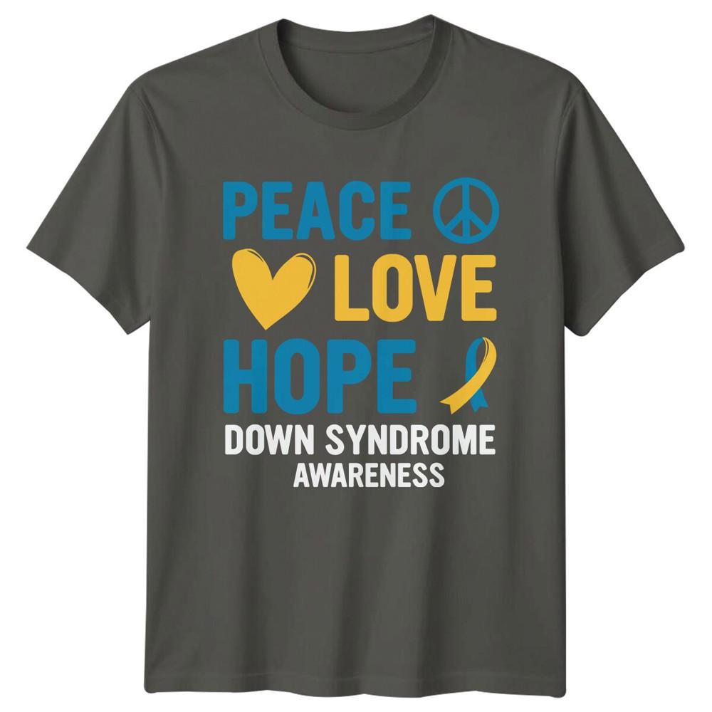 Peace Love Hope Down Syndrome Awareness TShirt S