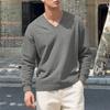 Spring Autumn Soild Color Jacquard V Neck Sweatshirt Knit Pullover Men's Casual Sweatshirts Long Sleeved Tops Sportwear