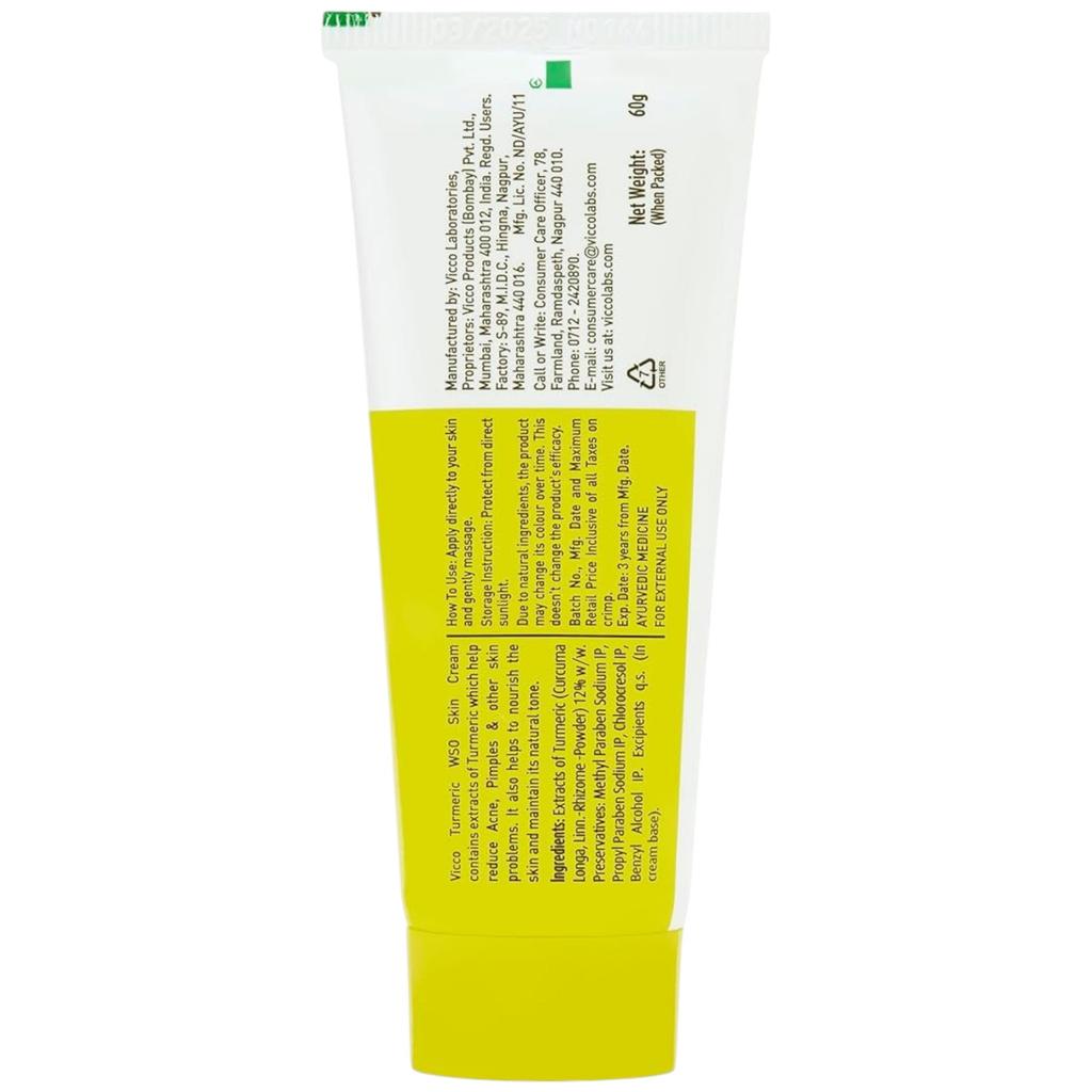 Vicco Turmeric WSO Cream 60g Pack of 3 Ayurvedic Skin Brightening Dark Spot Remover