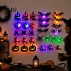 Haunted House Theme Decor 30Pcs Halloween Wall with LED Light, Glowing Bat Ghost itch Festive Decals Spider Silhouette Decoration, Spooky Light-Up
