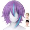 [CaseEden] Cosplay Wig, Full Wig, Heat Resistant, Short, Light Purple with Light Blue Mesh, WIG6036