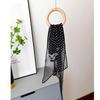 French Retro Black Polka Dot Silk Georgette Narrow Scarf (160x30)