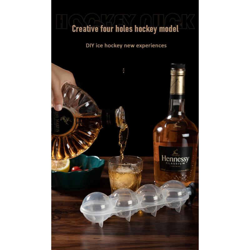 Mucegai practic pentru cuburi de gheață, accesorii pentru bar de suc de cocktail, sferă, bilă rotundă, cu 4 cavități, bile de înghețată pentru grilă.