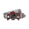 Adult Sequins Belt for Disco Party Waist Belt Rhinestones Skull Buckle Thin Waist Belt Street Cultures Enthusiasts Belt