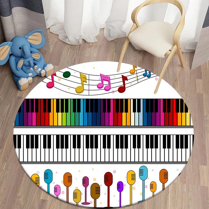 Music Note Round Carpet for Living Room Area Rugs Kids Carpets Non-slip Floor Mat for Kids Bedroom Carpet Children's Play Mats