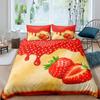 Strawberry Duvet Cover SetRed Strawberry Bedding Set for Girls Cute Black White Geometric Plaid Grid Comforter Cover Full Size