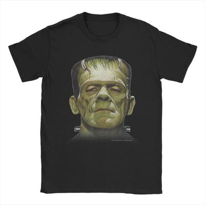 Universal Monsters Frankenstein Big Face T-Shirt Summer Cotton T Shirts For Couple Popular Custom Tshirt Short Sleeve Top Tees