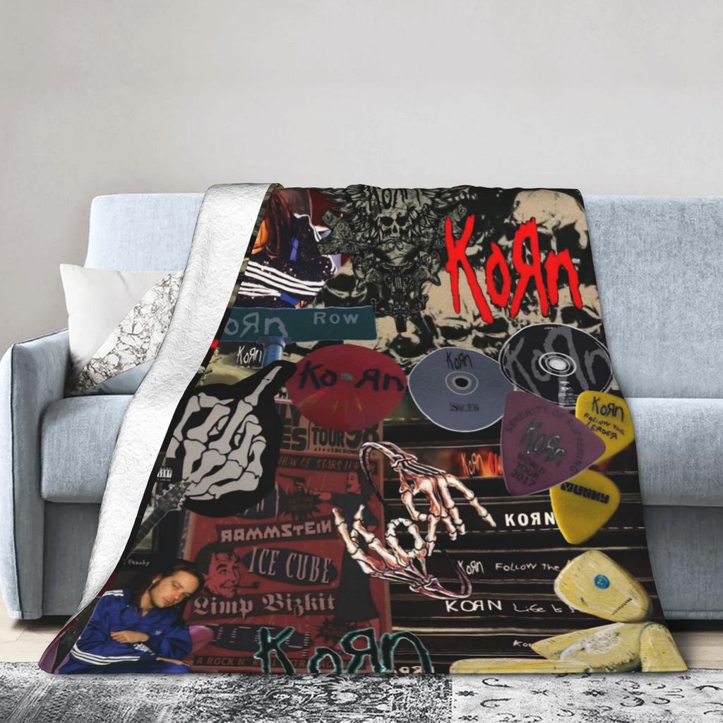 Korns Rock Band Music Flannel Throw Blanket Heavy Metal for Bedding Throws Knitted Blanket Outdoor Warm Multifunction