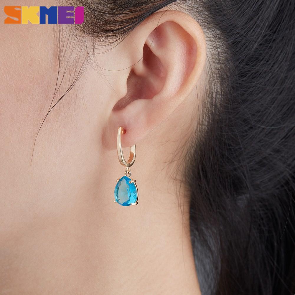Clip On Earrings Light Blue Water Drop Earrings Dangle Delicate White Gold Plated Personality Gift Clip On Earrings Light Blue Water Drop Earrings Dangle Delicate White Gold Plated Personality Gift