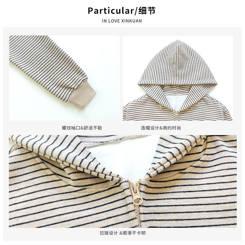 Women S Striped Zip Up Loose Fit Hooded Sweatshirt