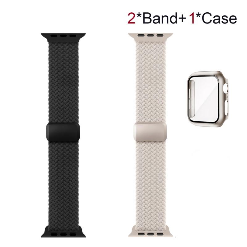 Case+Braided Strap For Apple Watch Bands 40mm 45mm 41mm 44mm 46mm 42mm magnetic correa Bracelet iWatch series se 3 6 7 8 9 10 11