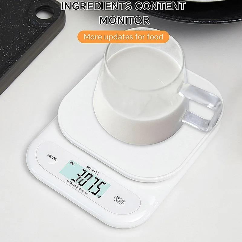 WH-B31 Köksvåg LCD-display USB-laddning/Batteri Hög Precision Kökselektronisk Våg Tevåg Vägning Bakverktyg