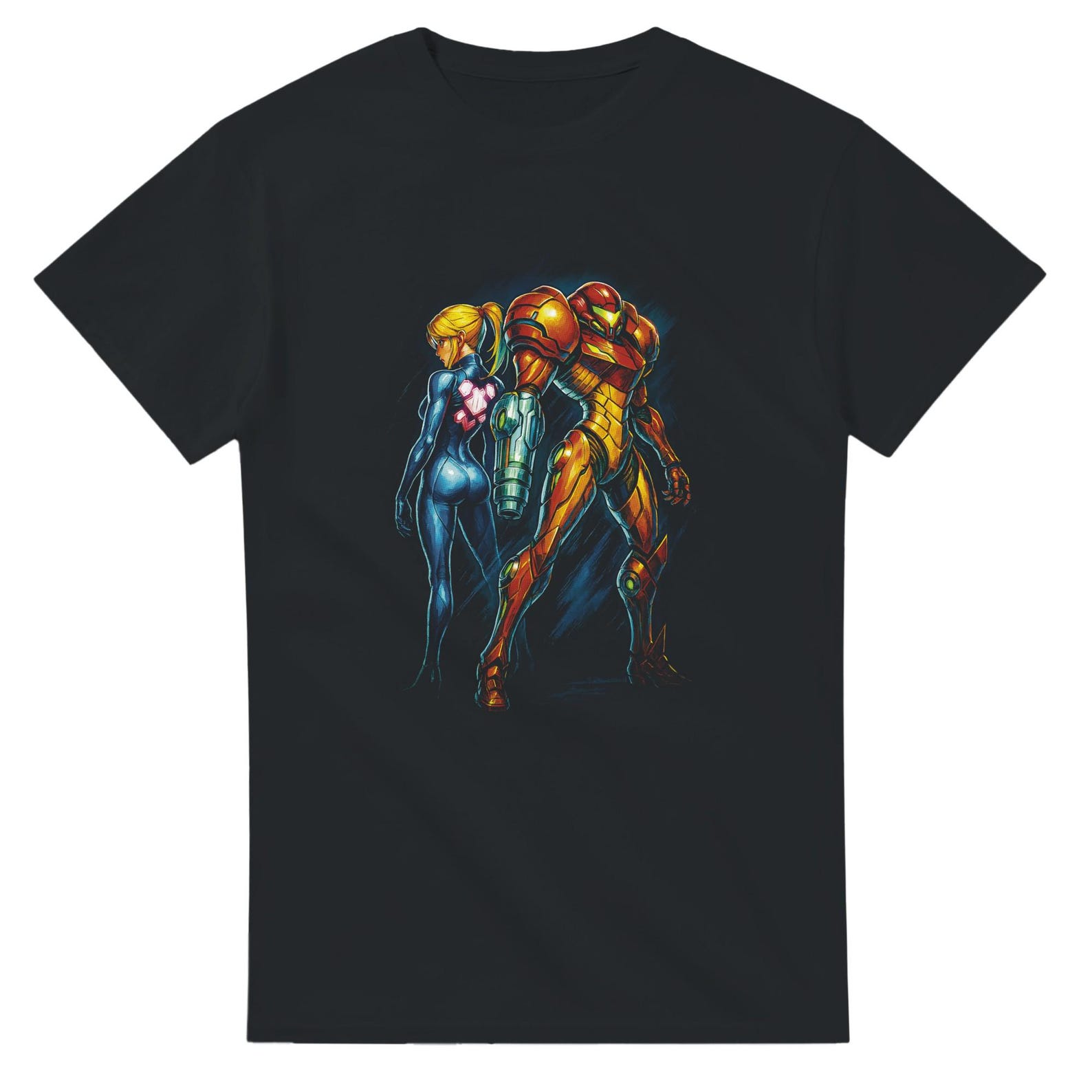 Samus Aran Halftone Heavyweight Unisex Crewneck T shirt | Gildan® 5000 S